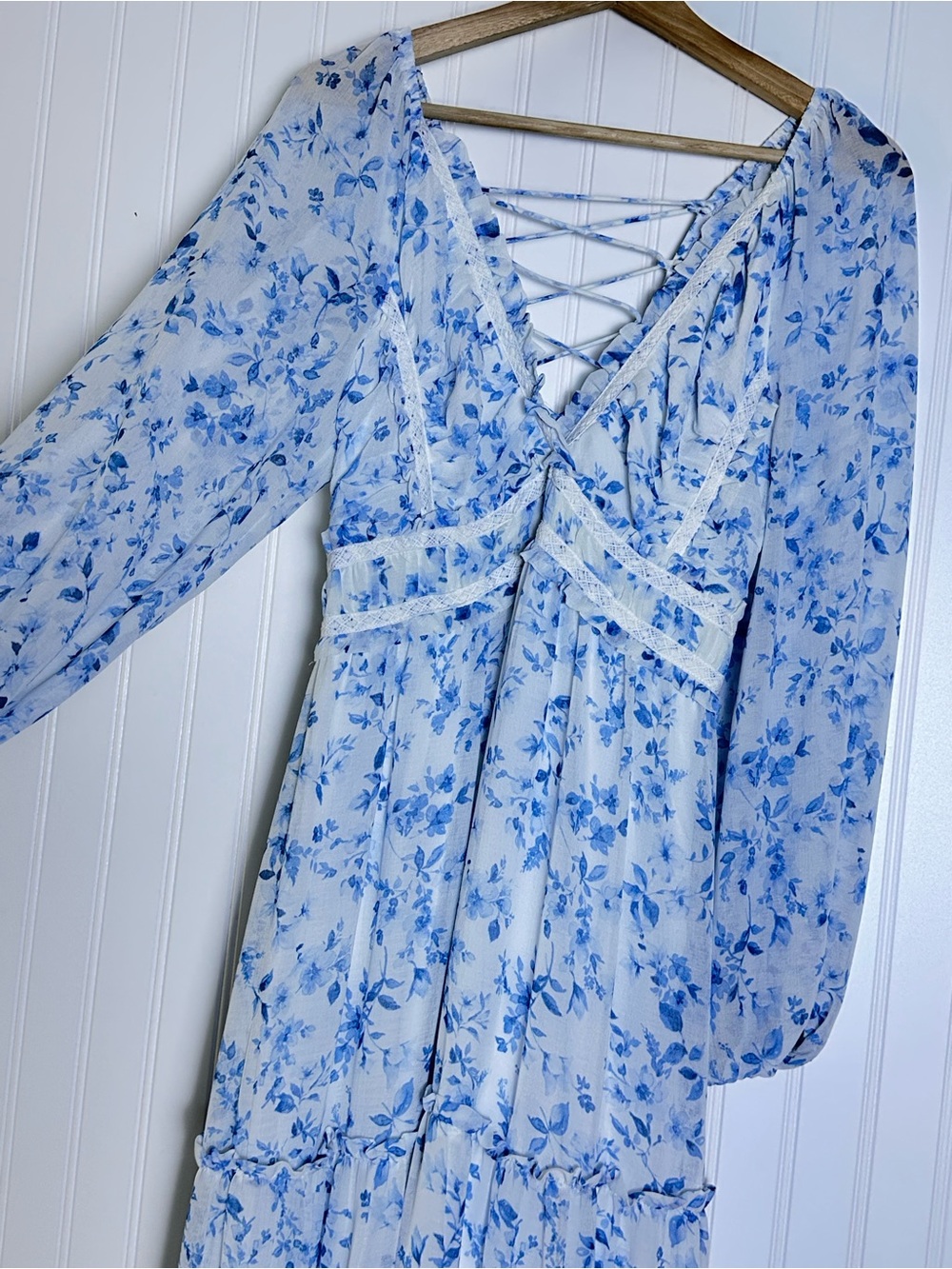 Altar'd State Billy Patchwork Floral Maxi Dress L Romantic Chiffon Boho - Picture 6 of 12